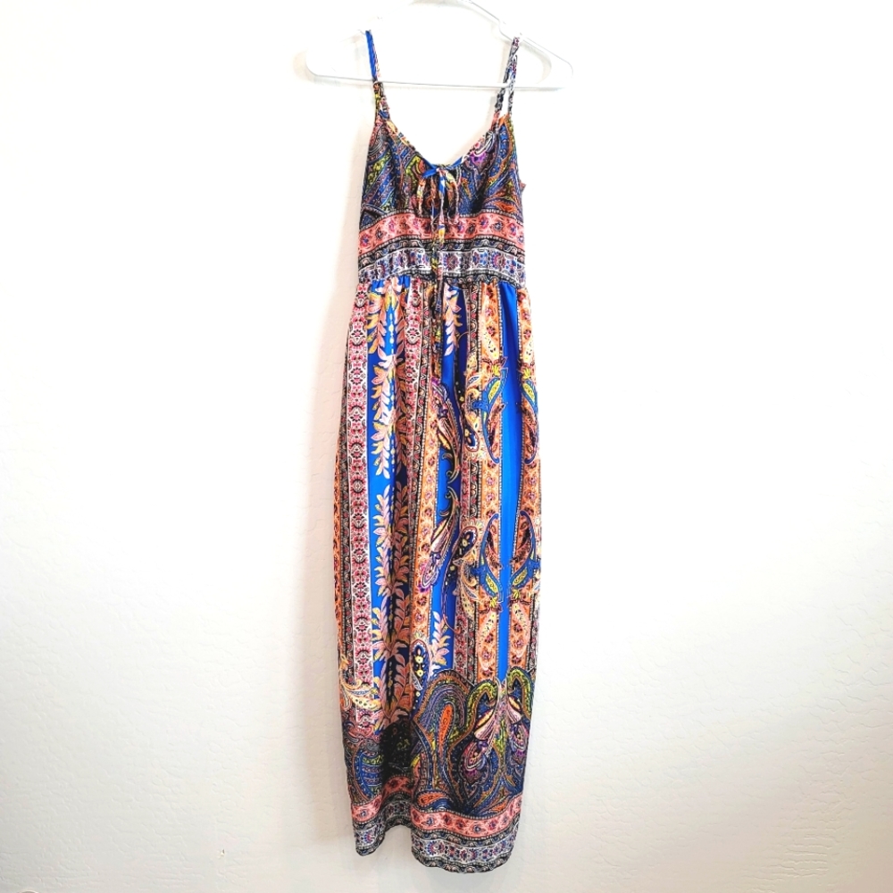 💕 Runway Story Spaghettis Straps Bohemian Maxi Dress Women's Size XS